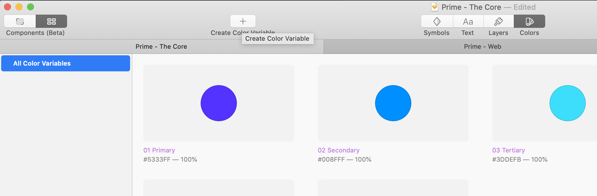 create color variable 2