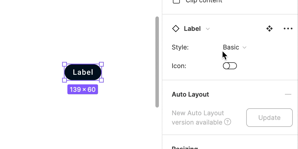 Label + icon