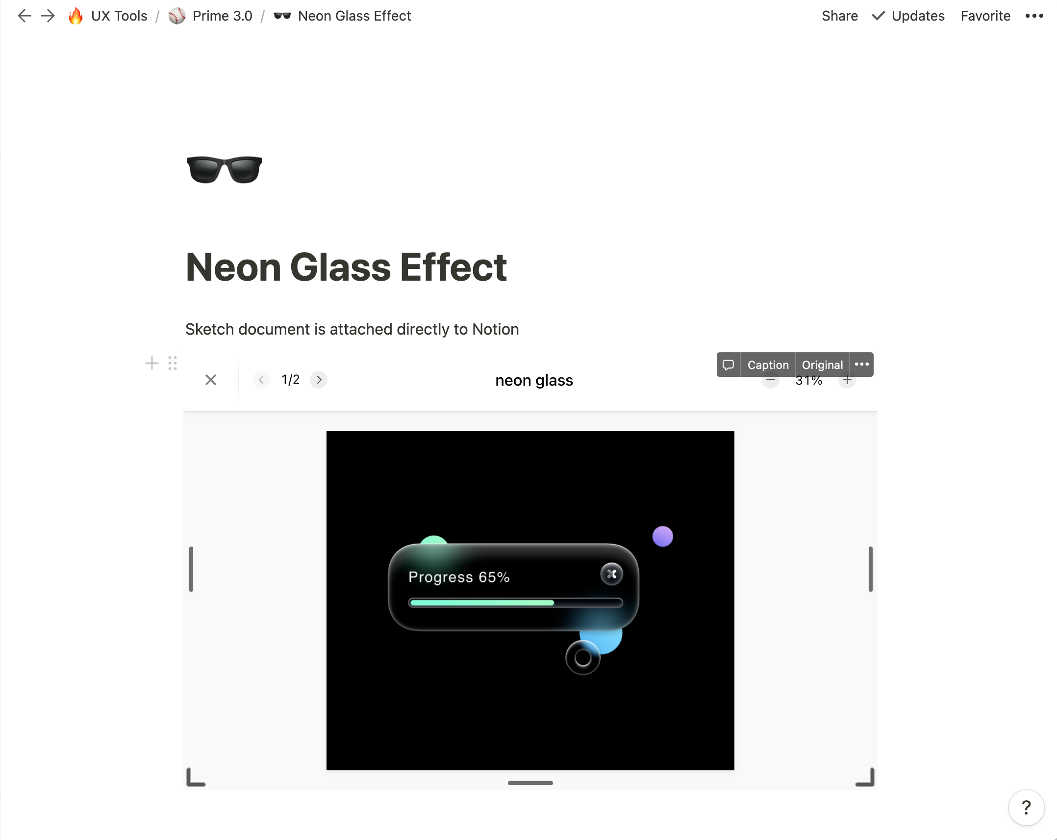 Sketch project embedded in Notion